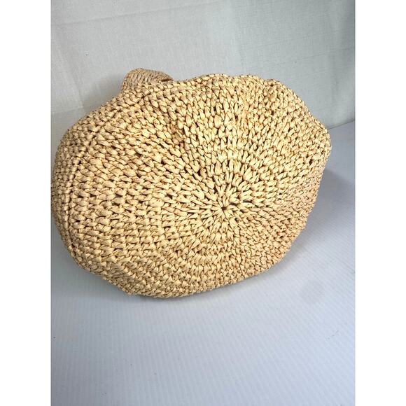 Boho Beach Bag Tote Straw Crochet Slouchy Summer Festival Farmer's Market Clean - Picture 6 of 11